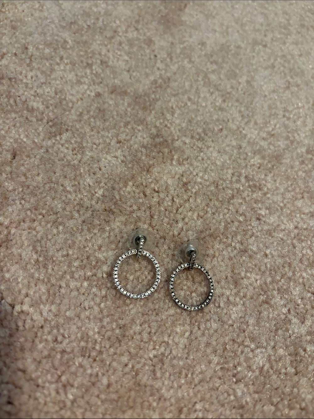 Silver Crystal Circle Drop Earrings a bit worn